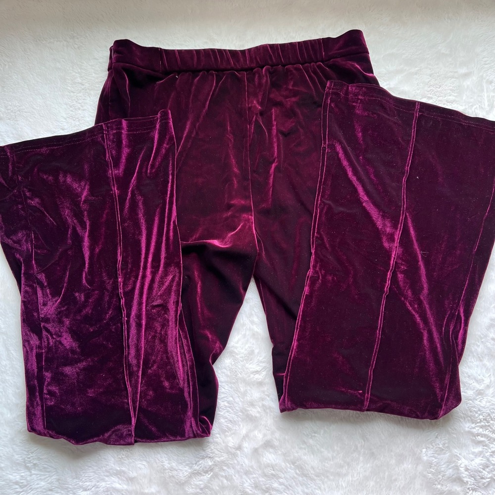 Halara Women's Purple Velvet Flare Pants High Rise Size XL New With Tags - Picture 4 of 13